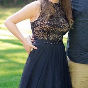 Jodi Kristopher Prom Dress Long Navy Blue